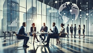 DALL·E 2025-02-12 10.49.45 - A professional yet modern scene depicting a group of experts engaged in a strategic discussion. The setting is an open, well-lit space with a sophisti